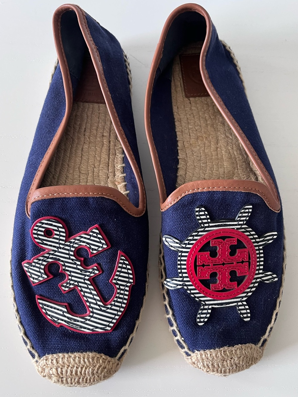 Tory Burch Maritime Espadrille Ballet Flat Slip On Anchor Wheel Nautical Preppy